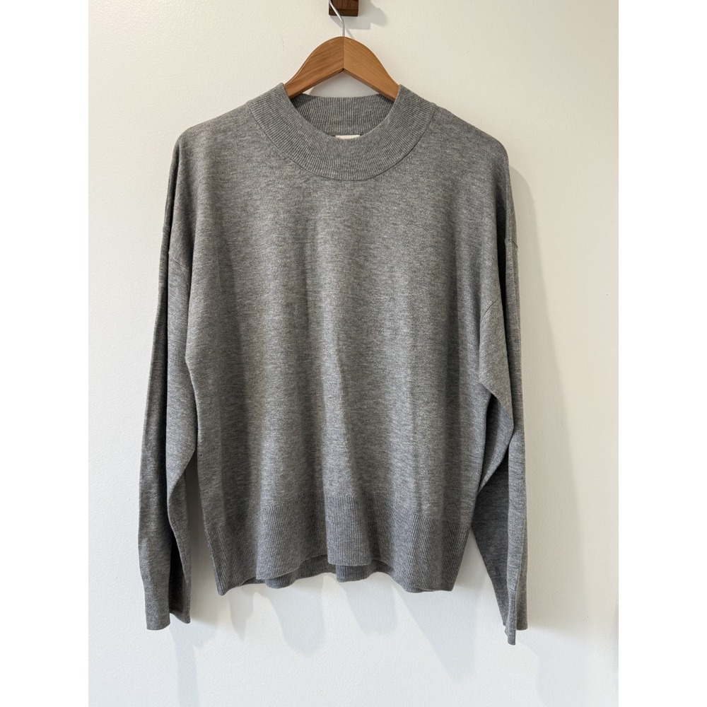 NWT A New Day Long Sleeve Mock Neck Gray Pullon Sweater Sz M Minimalist Capsule